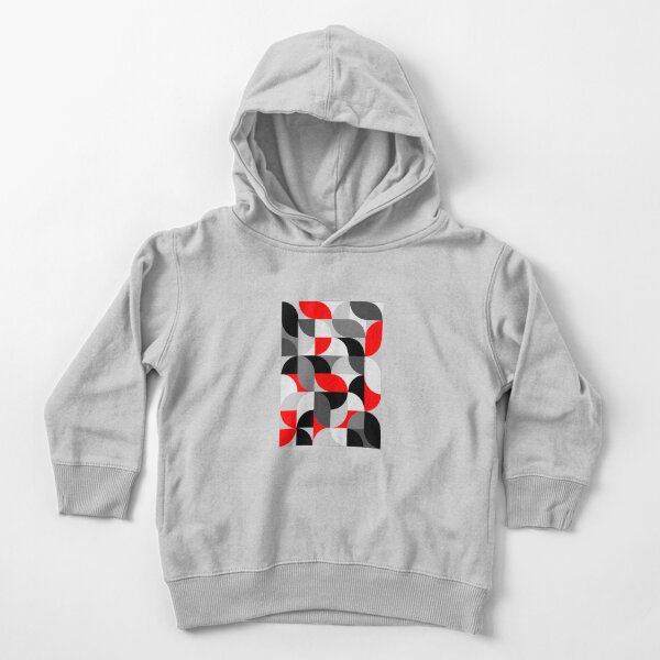 Arcs Pattern Red Black Grey Toddler Pullover Hoodie
