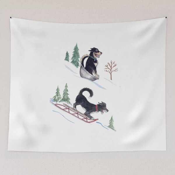Item preview, Dogs Sledding Watercolor designed and sold by skidgelstudios.