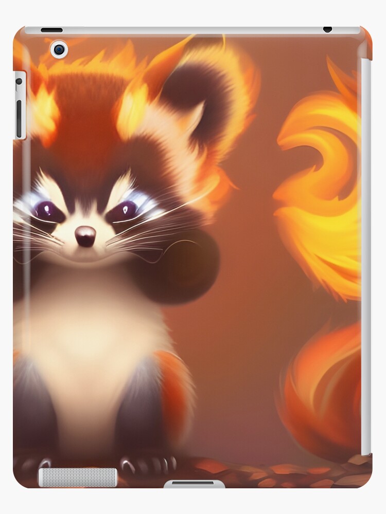 Cute fire racoon kit, cartoon drawing, Ai Generated Art  Kids T-Shirt for  Sale by AC Chidiac