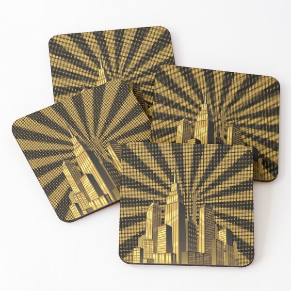 Item preview, City Skyline In Pop Art Style In Gold designed and sold by GaryDobson.