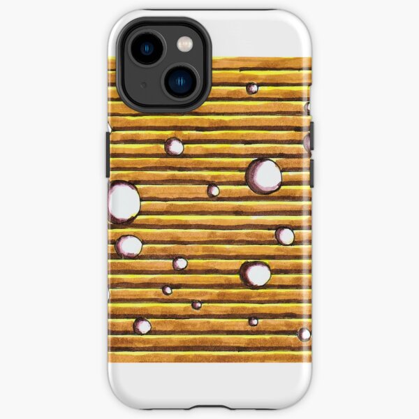 Watercolor pattern of yellow brown lines with circles iPhone Tough Case