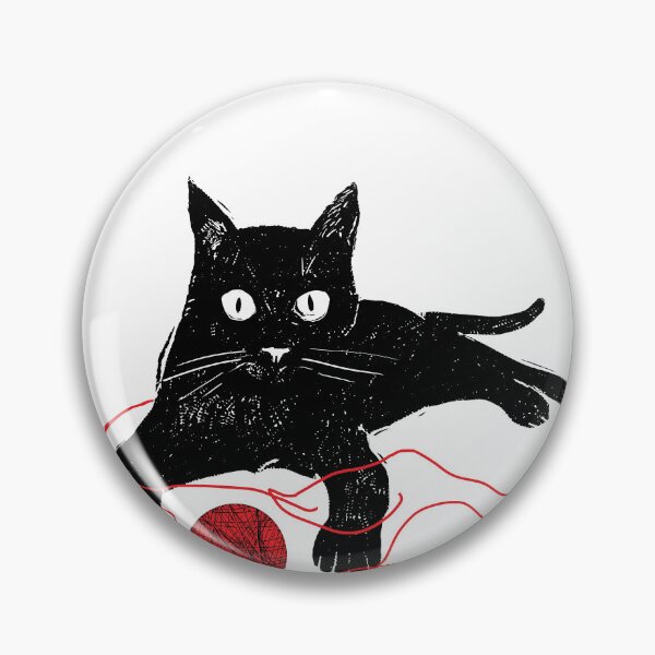 Item preview, Black cat playing with a ball of string. Vintage linocut style.. designed and sold by kazimido.