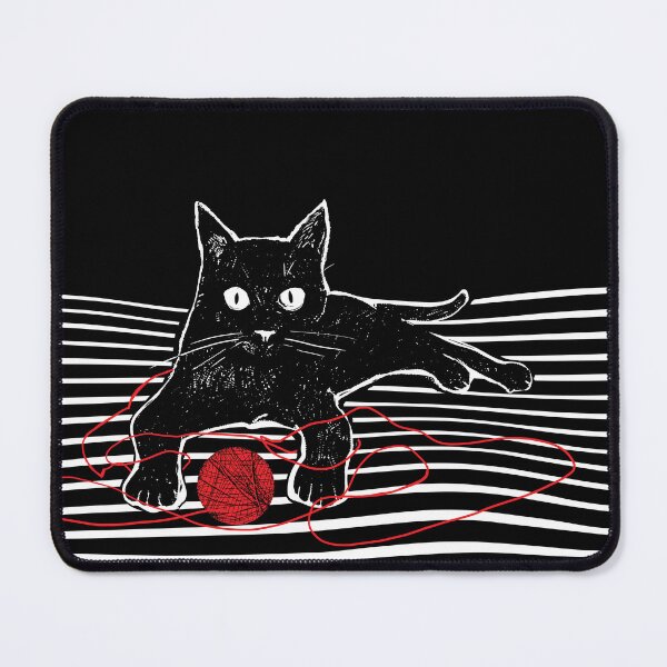 Item preview, Black cat playing with a ball of string. Vintage linocut style.. designed and sold by kazimido.