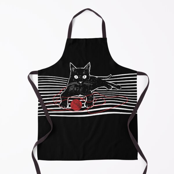 Item preview, Black cat playing with a ball of string. Vintage linocut style.. designed and sold by kazimido.