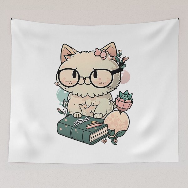 Item preview, A cat with glasses and book designed and sold by Melcu.