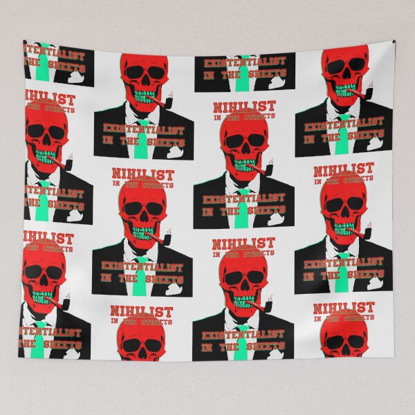 Artikelvorschau, Nihilist In The Streets, Existentialist In The Sheets Pop Art Skull entworfen und verkauft von PVSKI.