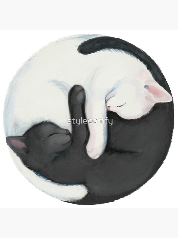 Thumbnail 3 of 3, Magnet, Yin Yang Balancing Cats designed and sold by stylecomfy.