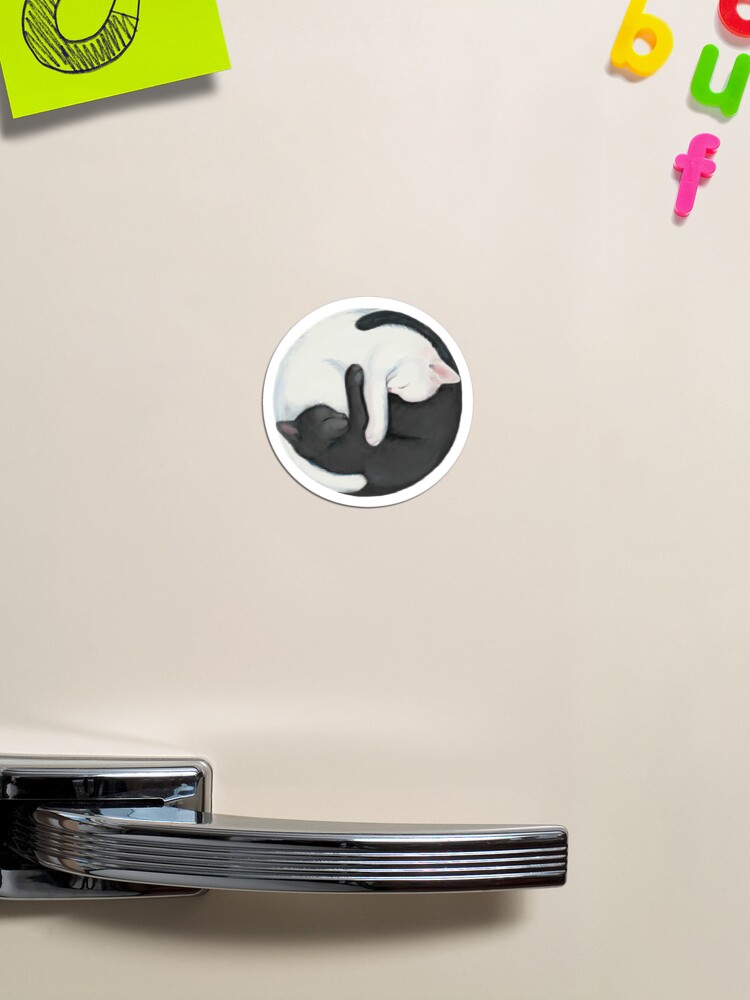 Thumbnail 1 of 3, Magnet, Yin Yang Balancing Cats designed and sold by stylecomfy.