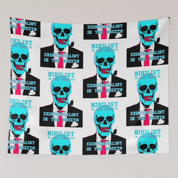 Artikelvorschau, Nihilist In The Streets, Existentialist In The Sheets Pop Art Skull entworfen und verkauft von PVSKI.