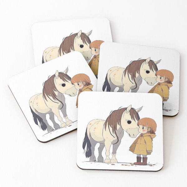 Item preview, Cartoon Norwegian Fjord horse with little girl - Horses 13 designed and sold by MLArtifex.