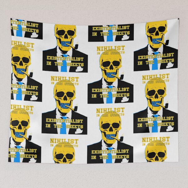 Artikelvorschau, Nihilist In The Streets, Existentialist In The Sheets Pop Art Skull entworfen und verkauft von PVSKI.