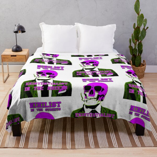 Artikelvorschau, Nihilist In The Streets, Existentialist In The Sheets Pop Art Skull entworfen und verkauft von PVSKI.