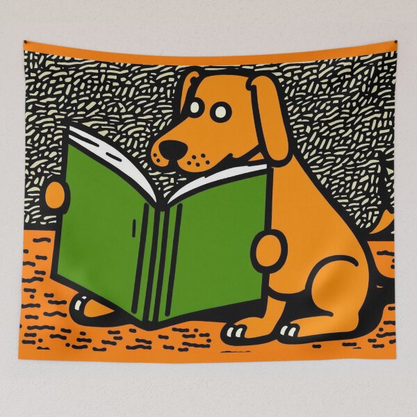 Item preview, Talented dog reading big green book designed and sold by NxtGenArt.