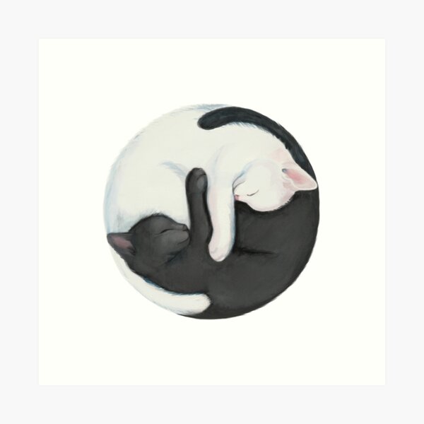 Yin Yang Balancing Cats Art Print