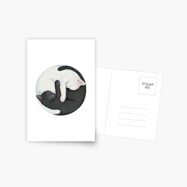 Yin Yang Balancing Cats Postcard