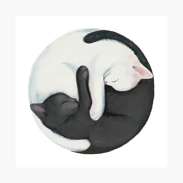 Item preview, Yin Yang Balancing Cats designed and sold by stylecomfy.