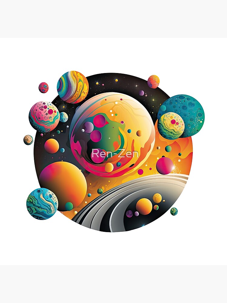 Discover Planets Colour Illustration Premium Matte Vertical Poster