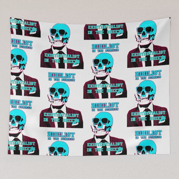 Artikelvorschau, Nihilist In The Streets, Existentialist In The Sheets Pop Art Skull entworfen und verkauft von PVSKI.