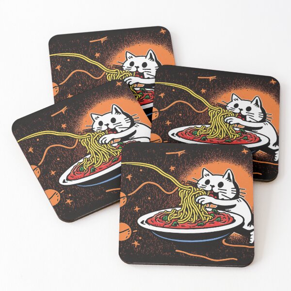 Item preview, Cat eating spaghetti in space designed and sold by NxtGenArt.