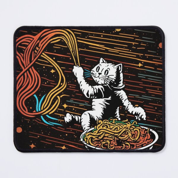 Item preview, Cat eating magic spaghetti in space designed and sold by NxtGenArt.