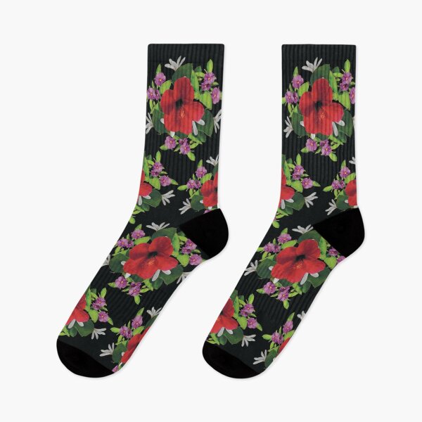 Item preview, Peach Colored Tropical Hibiscus pattern-Love white flower-love purple flower -black colors 6 designed and sold by StudioViArt.
