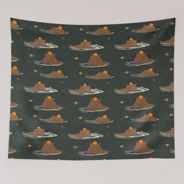 Item preview, Capybara Orange Bath Pattern designed and sold by Casey Wilkinson.