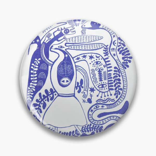 Item preview, Blue and white folk animal print designed and sold by Rachel Oldfield.