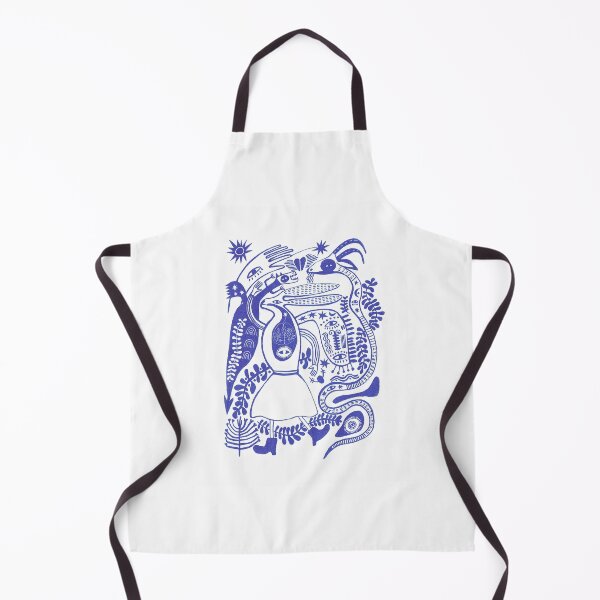 Item preview, Blue and white folk animal print designed and sold by Rachel Oldfield.
