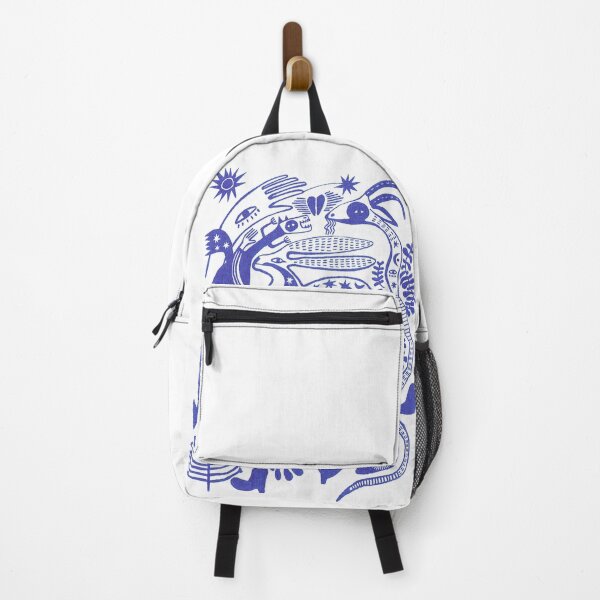 Item preview, Blue and white folk animal print designed and sold by Rachel Oldfield.