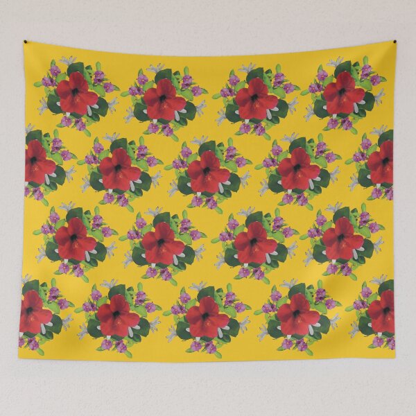 Item preview, Peach Colored Tropical Hibiscus pattern-Love white flower-love purple flower -yellow colors 7 designed and sold by StudioViArt.