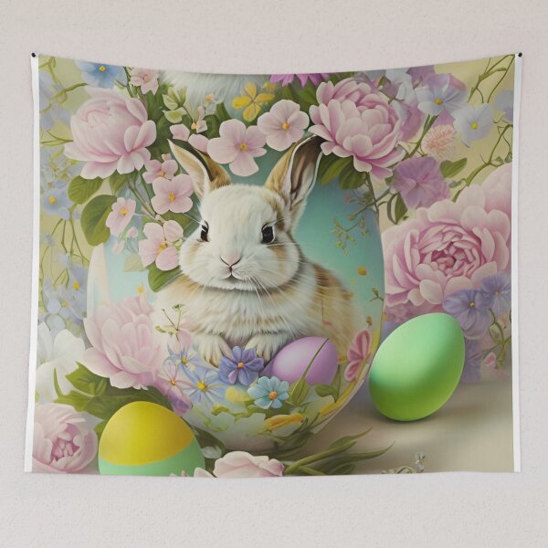 Item preview, Colorful Festive Easter Eggs Easter Bunny Spring Flowers Version 9 designed and sold by DreamingAwake1.
