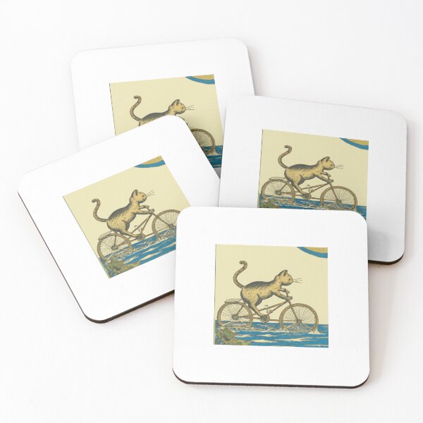 Item preview, Japanese woodcut Cat on Bicycle in Water designed and sold by Magnusio.