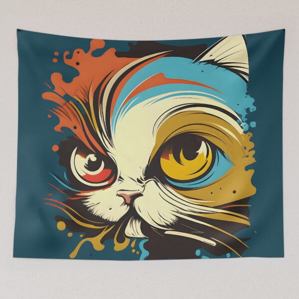 Item preview, Colorful Cat Illustration designed and sold by advanceprintart.