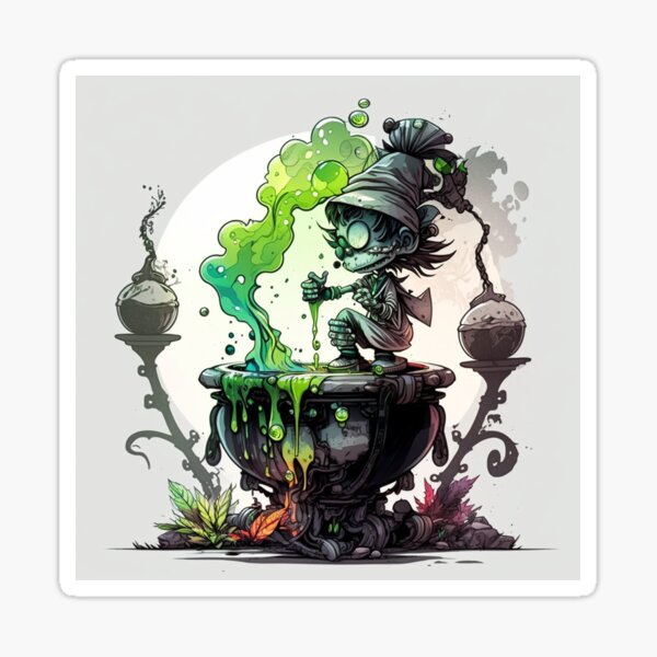 Item preview, Getafix mixing magic potion with magic mushrooms designed and sold by GetafixVisuals.