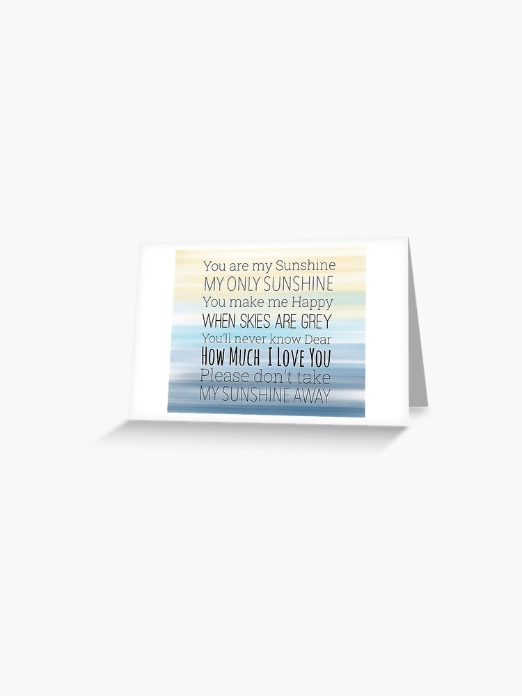 You Are My Sunshine lyrics card