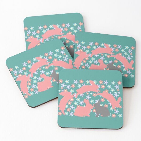 Item preview, rabbits'silhouette with small flowers background designed and sold by MerryCrown.