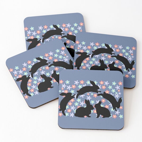 Item preview, rabbits'silhouette with small flowers background designed and sold by MerryCrown.