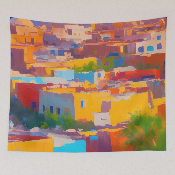 Item preview, Essaouira City Rooftops designed and sold by Sowari-Pillows.