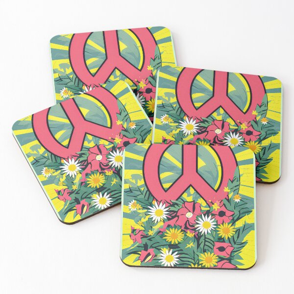 Item preview, Yellow Retro Style Peace Sign with flowers - Stand Out with a Unique Artwork designed and sold by nicpa-art.