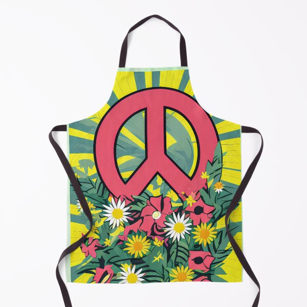Item preview, Yellow Retro Style Peace Sign with flowers - Stand Out with a Unique Artwork designed and sold by nicpa-art.