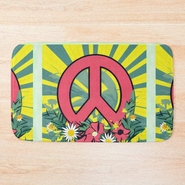 Item preview, Yellow Retro Style Peace Sign with flowers - Stand Out with a Unique Artwork designed and sold by nicpa-art.