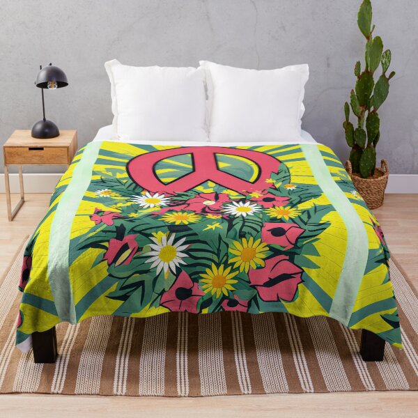 Item preview, Yellow Retro Style Peace Sign with flowers - Stand Out with a Unique Artwork designed and sold by nicpa-art.