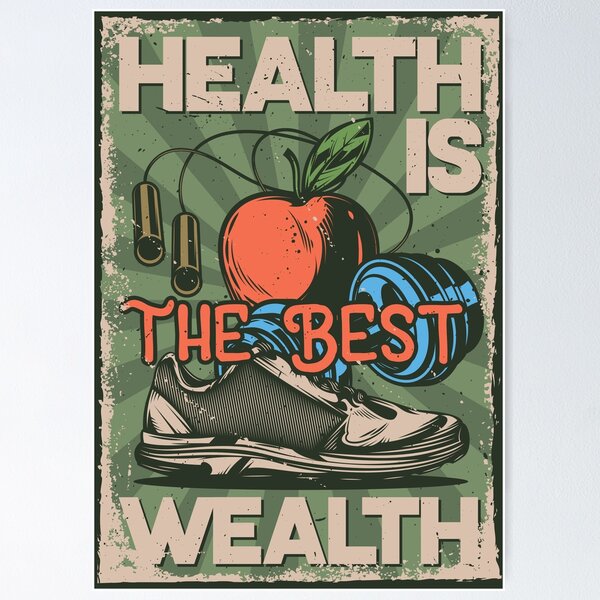 Good Health Best Wealth Poster Handdrawn Stock Vector (Royalty Free)  579713914 | Shutterstock