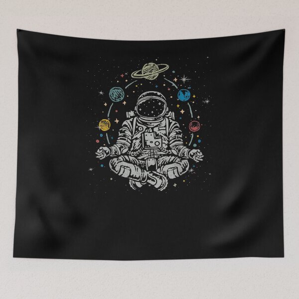 Item preview, Vintage Lotus Meditating Astronaut Zen Yoga Planets  designed and sold by ArtMuni99.