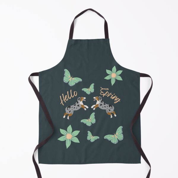 Item preview, Hello Spring with Blue Merle Australian Shepherd Dog, Flowers and Butterflies designed and sold by SeasonalDogs.