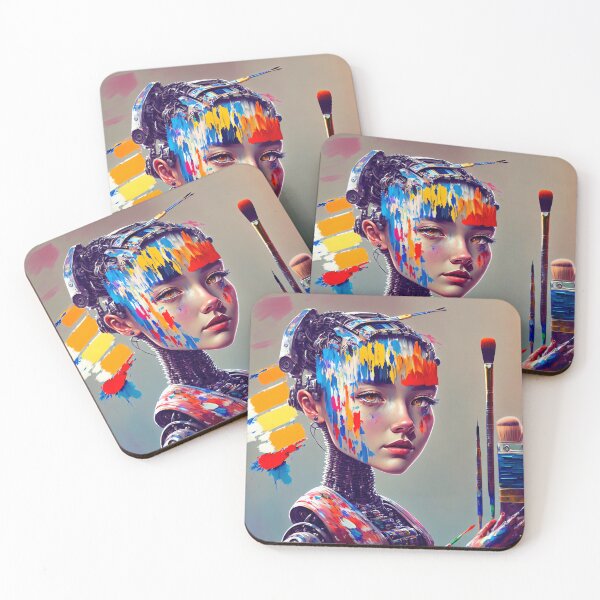 Item preview, 1. Creativity knows no bounds: cyborg girls as artists designed and sold by ArtCreator2023.