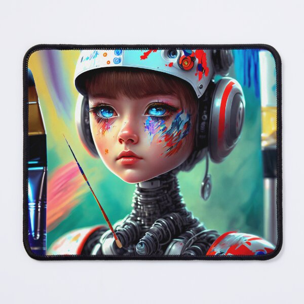 Item preview, When machines get creative: The painting of the cyborg girl designed and sold by ArtCreator2023.