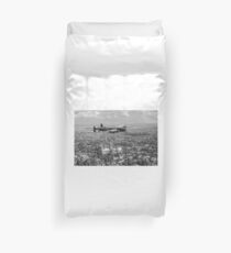 Lancaster City of Lincoln over Lincoln B&W version Duvet Cover