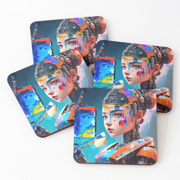 Item preview, A Futurist Artist: The Cyborg Girl Painting designed and sold by ArtCreator2023.