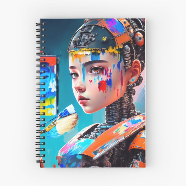 Item preview, A Futurist Artist: The Cyborg Girl Painting designed and sold by ArtCreator2023.